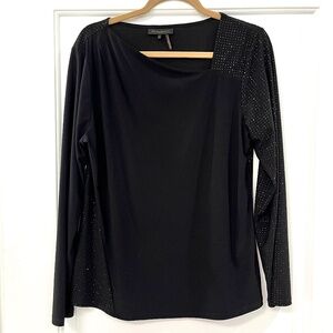 Donna Karan Top with Asymmetrical Sparkle Details on Sleeves & Back, Size Large